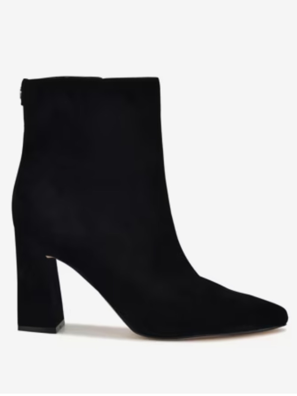 Nine West Reraye Black Suede Ankle Boots NIB Size 5 M Block Heel Booties